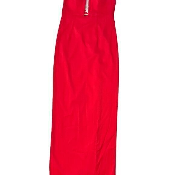 🎉PRICE REDUCED🎉 Aidan Mattox Spaghetti Strap V-Neck Satin Gown Red 6 Backless - Picture 8 of 16